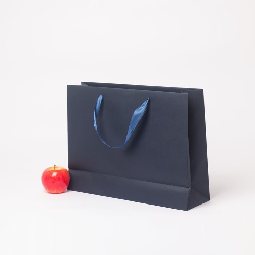 Пакет 41x31x12, тёмно-синий, лента, дизайнерская бумага VIP