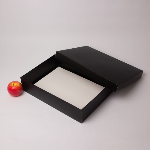 Коробка 40x9x30, черный, картон (крышка-дно)