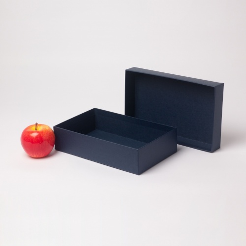 Коробка крышка-дно 25х6х15, тёмно-синий, дизайнерская бумага