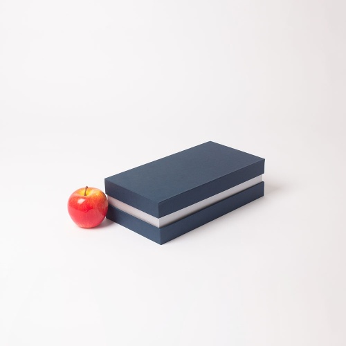 Коробка крышка-дно 30х8х15, темно-синий/серебро, дизайнерская бумага