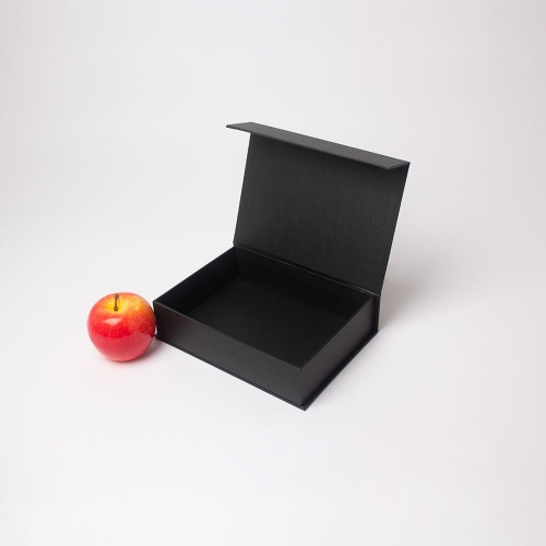 Коробка с откидной крышкой 21х5х15,  черный, дизайнерская бумага