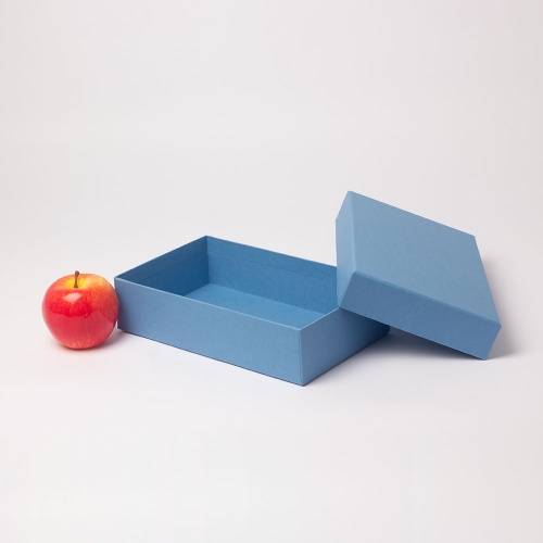 Коробка крышка-дно 25х6х15, синий, дизайнерская бумага