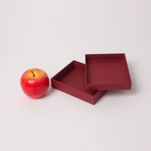 Коробка крышка-дно 14x3x11, бордо, дизайнерская бумага
