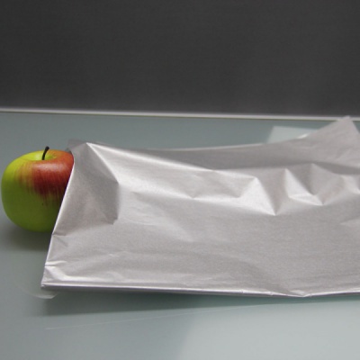 Упаковочная бумага 70х100, цвет - серебро, материал - папиросная бумага, ламинация - без ламинации, фото 1 (вид спереди)