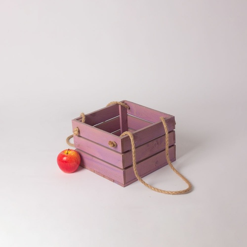 Ящик декоративный 19x9x19, фиолетовый, дерево
