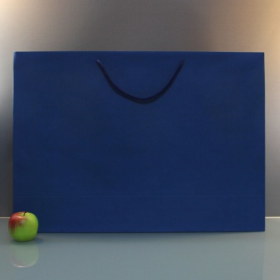 Пакеты бумажные 70х50х20см, цвет - голубой, материал - плотный крафт, ламинация - без ламинации, ручки - шнур, фото 1 (вид спереди)