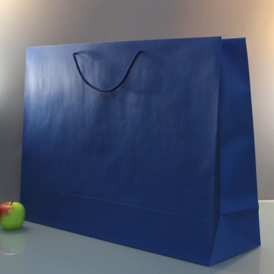 Пакеты бумажные 70х50х20см, цвет - голубой, материал - плотный крафт, ламинация - без ламинации, ручки - шнур, фото 2 