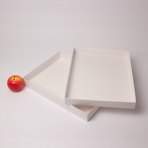 Коробка 40x5x30, белая, картон (крышка-дно)