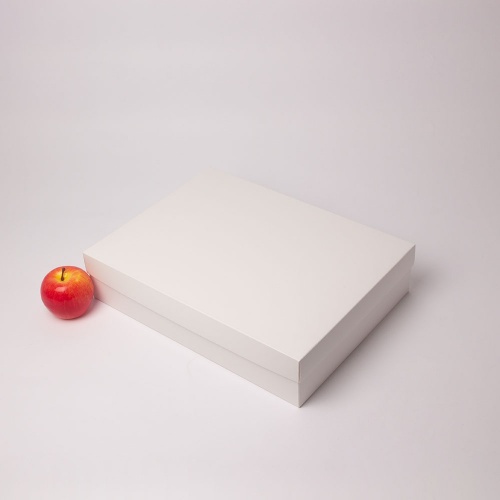 Коробка 40x9x30, белая, картон (крышка-дно)