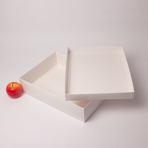 Коробка 40x9x30, белая, картон (крышка-дно)