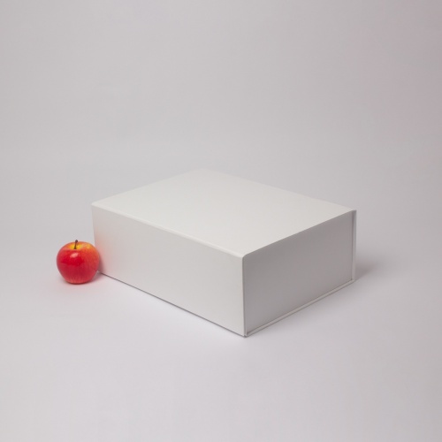 Кашированные коробки 39х13х28см, цвет - белый, материал - мелованная бумага, ламинация - матовая, фото 1 (вид спереди)