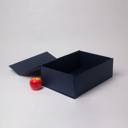Коробка самосборная на магнитах 39х13х28, темно-синий, дизайнерская бумага