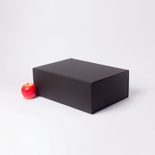 Коробка самосборная на магнитах 39х13х28, черный, дизайнерская бумага