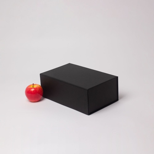 Кашированные коробки 30х10х18см, цвет - черный, материал - дизайнерская бумага, ламинация - без ламинации, фото 1 (вид спереди)