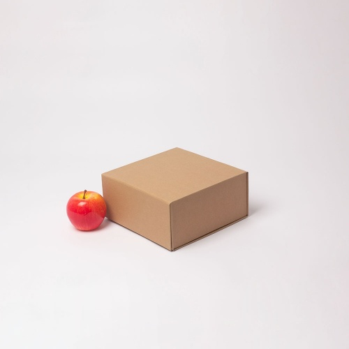 Кашированные коробки 21х10х20см, цвет - коричневый, материал - плотный крафт, ламинация - без ламинации, фото 1 (вид спереди)