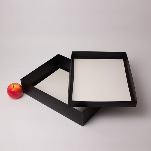 Картонные коробки 40х9х30см, цвет - черный, материал - картон, ламинация - матовая, фото 3 