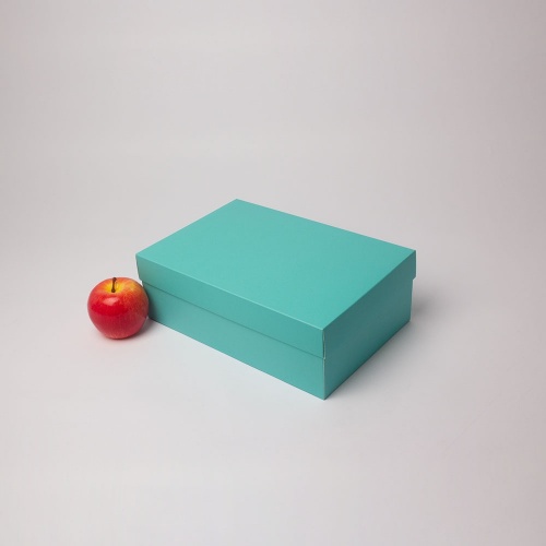 Картонные коробки 30х10х20см, цвет - бирюзовый, материал - картон, ламинация - матовая, фото 1 (вид спереди)