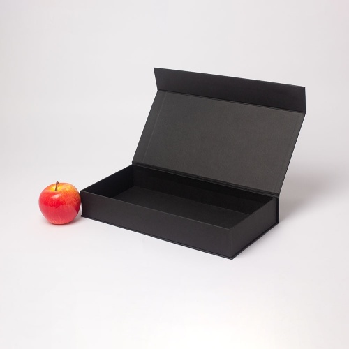 Коробка с откидной крышкой 35х5х17, черный, дизайнерская бумага