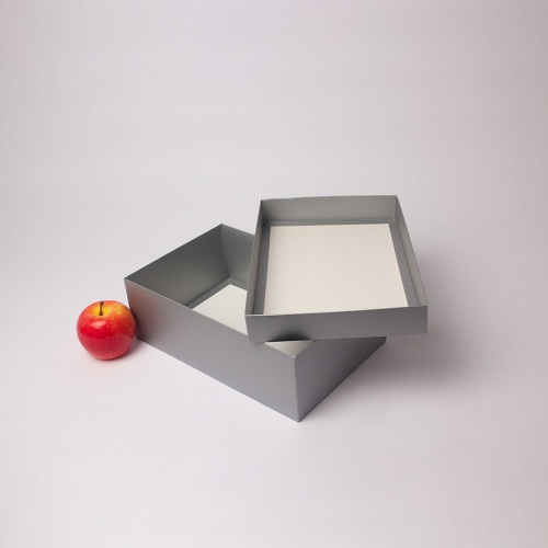 Коробка 30x10x20, серебро, картон (крышка-дно)