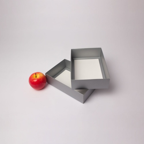 Картонные коробки 21х6х15см, цвет - серебро, материал - картон, ламинация - матовая, фото 3 