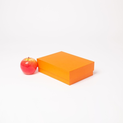 Коробка крышка-дно 21х6х15, оранжевый, дизайнерская бумага