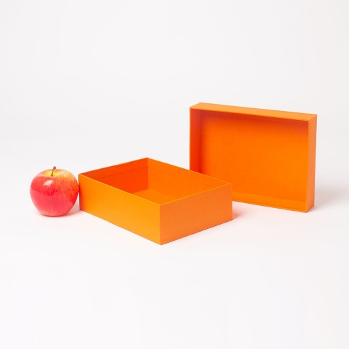 Коробка крышка-дно 21х6х15, оранжевый, дизайнерская бумага