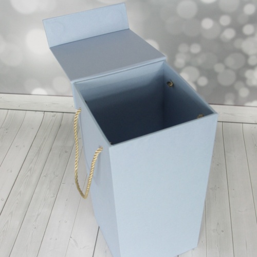 Кашированные коробки 15х33х15см, цвет - голубой, материал - дизайнерская бумага, ламинация - без ламинации, ручки - витой шнур, фото 4 