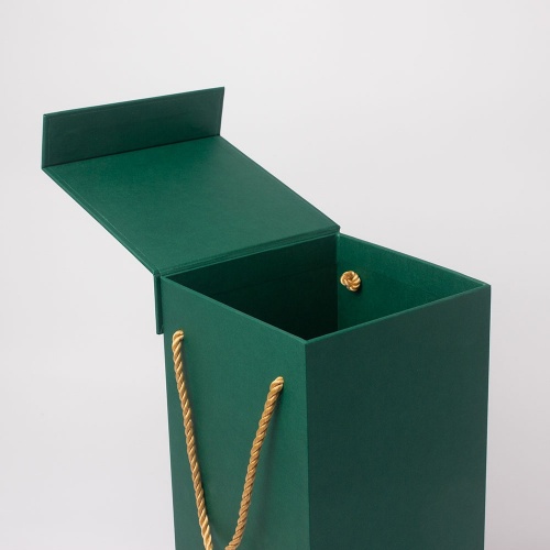 Кашированные коробки 15х33х15см, цвет - зеленый, материал - дизайнерская бумага, ламинация - без ламинации, ручки - витой шнур, фото 5 