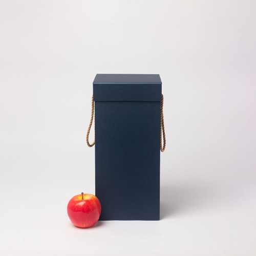 Коробка с откидной крышкой 15х33х15, тёмно-синий, дизайнерская бумага