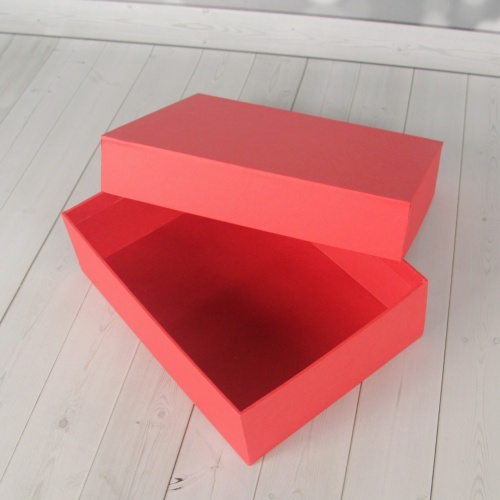 Коробка крышка-дно 21х6х15, алый, дизайнерская бумага