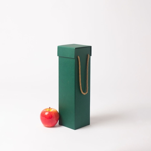 Кашированные коробки 9х33х9см, цвет - зеленый, материал - дизайнерская бумага, ламинация - без ламинации, ручки - витой шнур, фото 2 