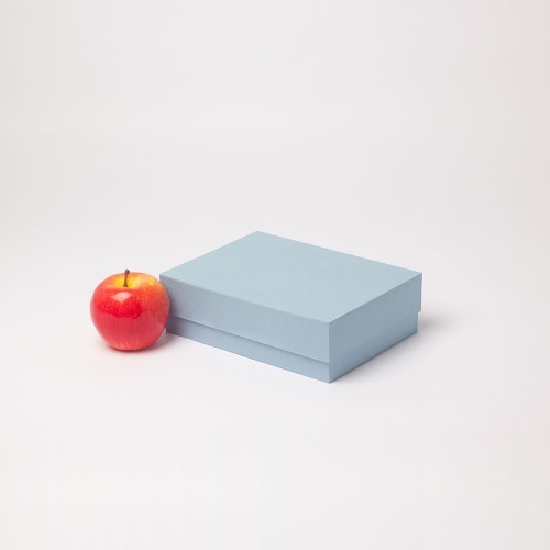 Кашированные коробки 21х6х15см, цвет - голубой, материал - дизайнерская бумага, ламинация - без ламинации, фото 1 (вид спереди)