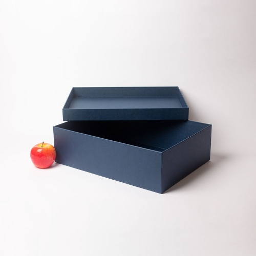Кашированные коробки 40х12х30см, цвет - тёмно-синий, материал - дизайнерская бумага, ламинация - без ламинации, фото 3 