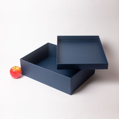 Кашированные коробки 40х12х30см, цвет - тёмно-синий, материал - дизайнерская бумага, ламинация - без ламинации, фото 4 