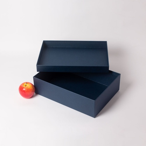 Коробка крышка-дно 35х10х25, тёмно-синий, дизайнерская бумага