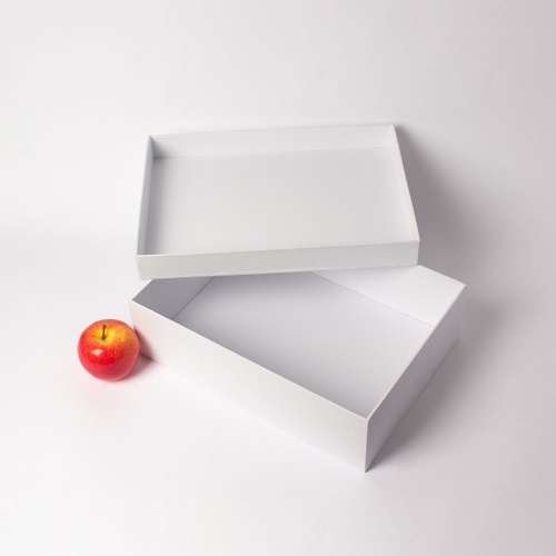 Кашированные коробки 35х10х25см, цвет - белый, материал - мелованная бумага, ламинация - матовая, фото 3 