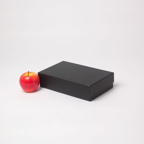 Коробка крышка-дно 25х6х15, черный, дизайнерская бумага