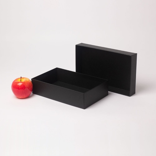 Коробка крышка-дно 25х6х15, черный, дизайнерская бумага