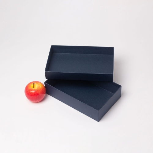 Коробка крышка-дно 25х6х15, тёмно-синий, дизайнерская бумага