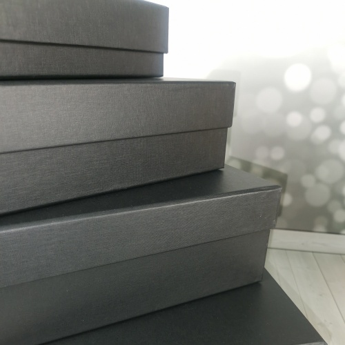 Кашированные коробки 40х12х30см, цвет - черный, материал - дизайнерская бумага, фото 16 