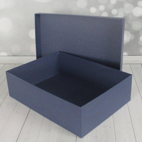 Кашированные коробки 40х12х30см, цвет - тёмно-синий, материал - дизайнерская бумага, ламинация - без ламинации, фото 11 