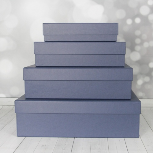 Комплект коробок крышка-дно 40х12х30, 35х10х25, 30х8х20, 25х6х15, тёмно-синий, дизайнерская бумага