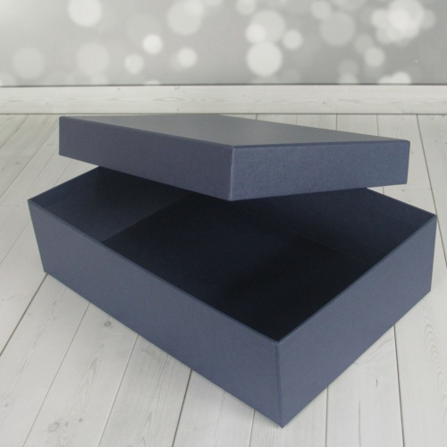 Кашированные коробки 40х12х30см, цвет - тёмно-синий, материал - дизайнерская бумага, ламинация - без ламинации, фото 7 