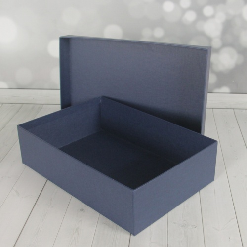 Кашированные коробки 40х12х30см, цвет - тёмно-синий, материал - дизайнерская бумага, ламинация - без ламинации, фото 8 