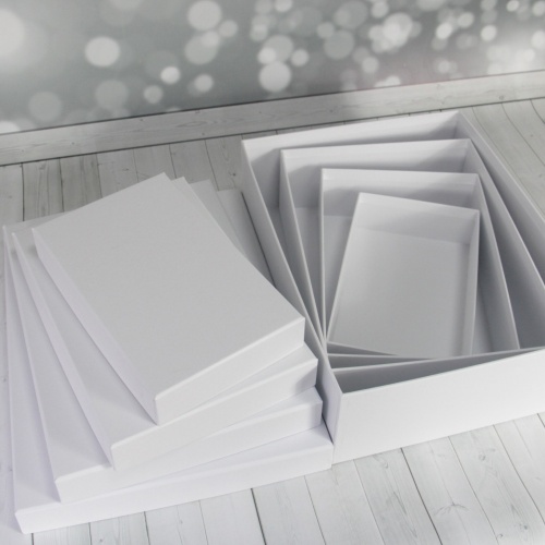 Кашированные коробки 40х12х30см, цвет - белый, материал - мелованная бумага, ламинация - без ламинации, фото 15 