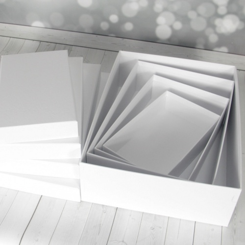 Кашированные коробки 40х12х30см, цвет - белый, материал - мелованная бумага, ламинация - без ламинации, фото 2 