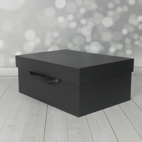 Кашированные коробки 32х13х22см, цвет - черный, материал - дизайнерская бумага, ламинация - без ламинации, ручки - лента репсовая, фото 8 