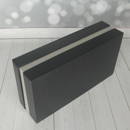 Кашированные коробки 30х8х15см, цвет - черный, материал - дизайнерская бумага, ламинация - без ламинации, фото 2 