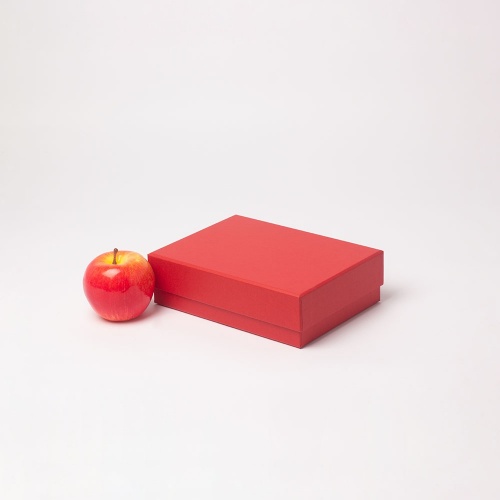 Коробка крышка-дно 21х6х15, красный, дизайнерская бумага