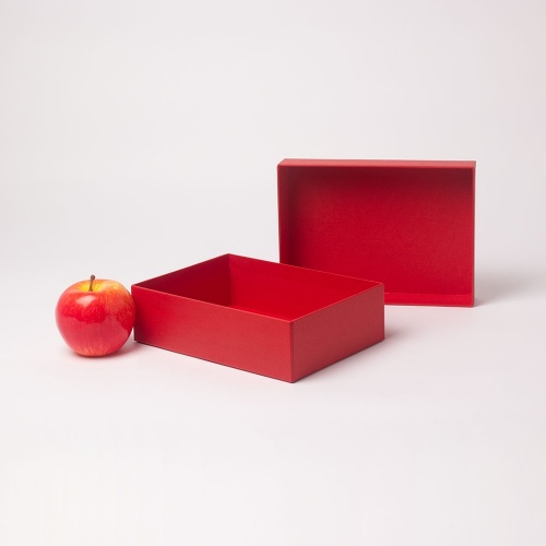 Коробка крышка-дно 21х6х15, красный, дизайнерская бумага